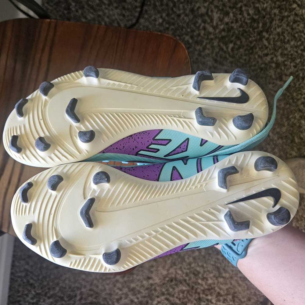 Youth NIKE Purple and Teal Soccer Cleats
